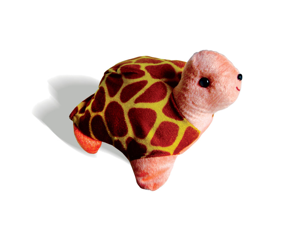 Tortoise hand puppet with patterned shell