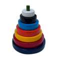 Small round stacking pyramid fully stacked on its peg