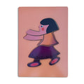Girl tray puzzle assembled on a peach board