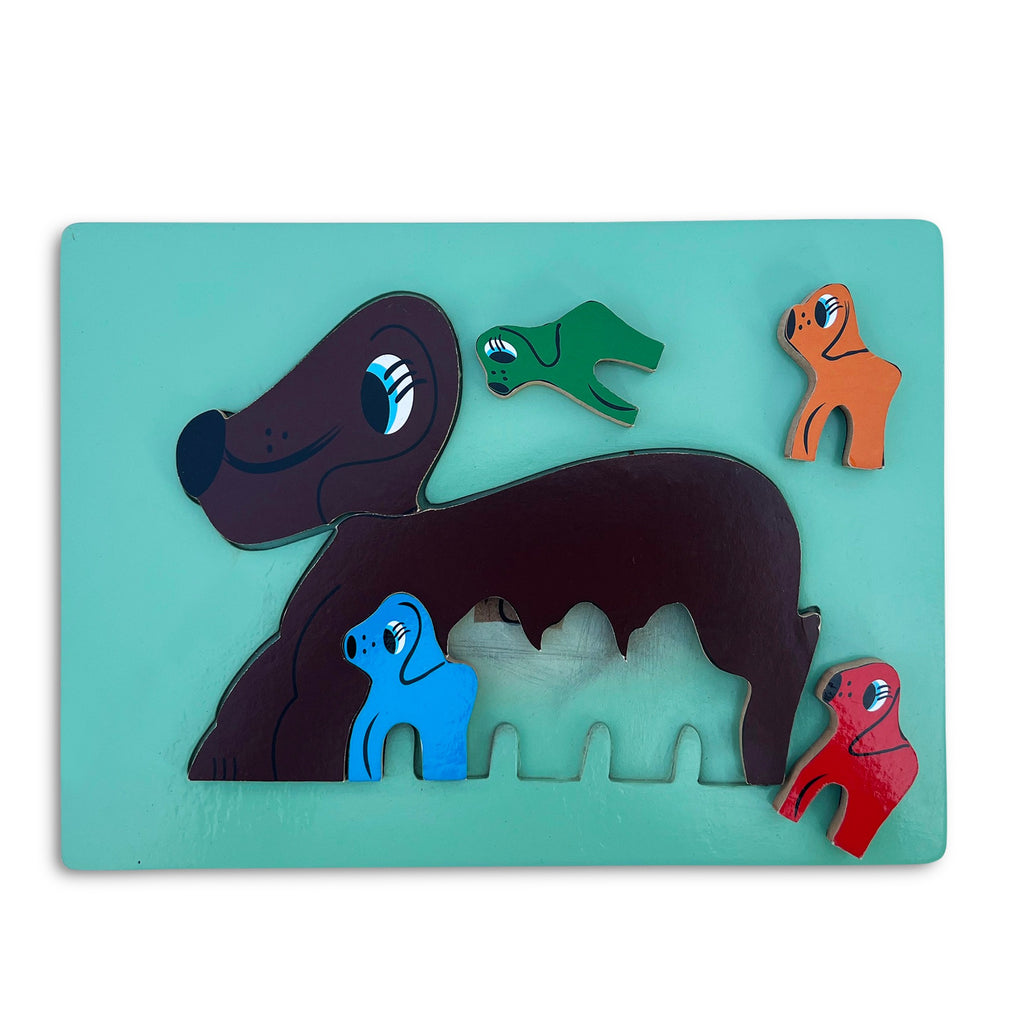 Dog and puppies tray puzzle with puppies taken out
