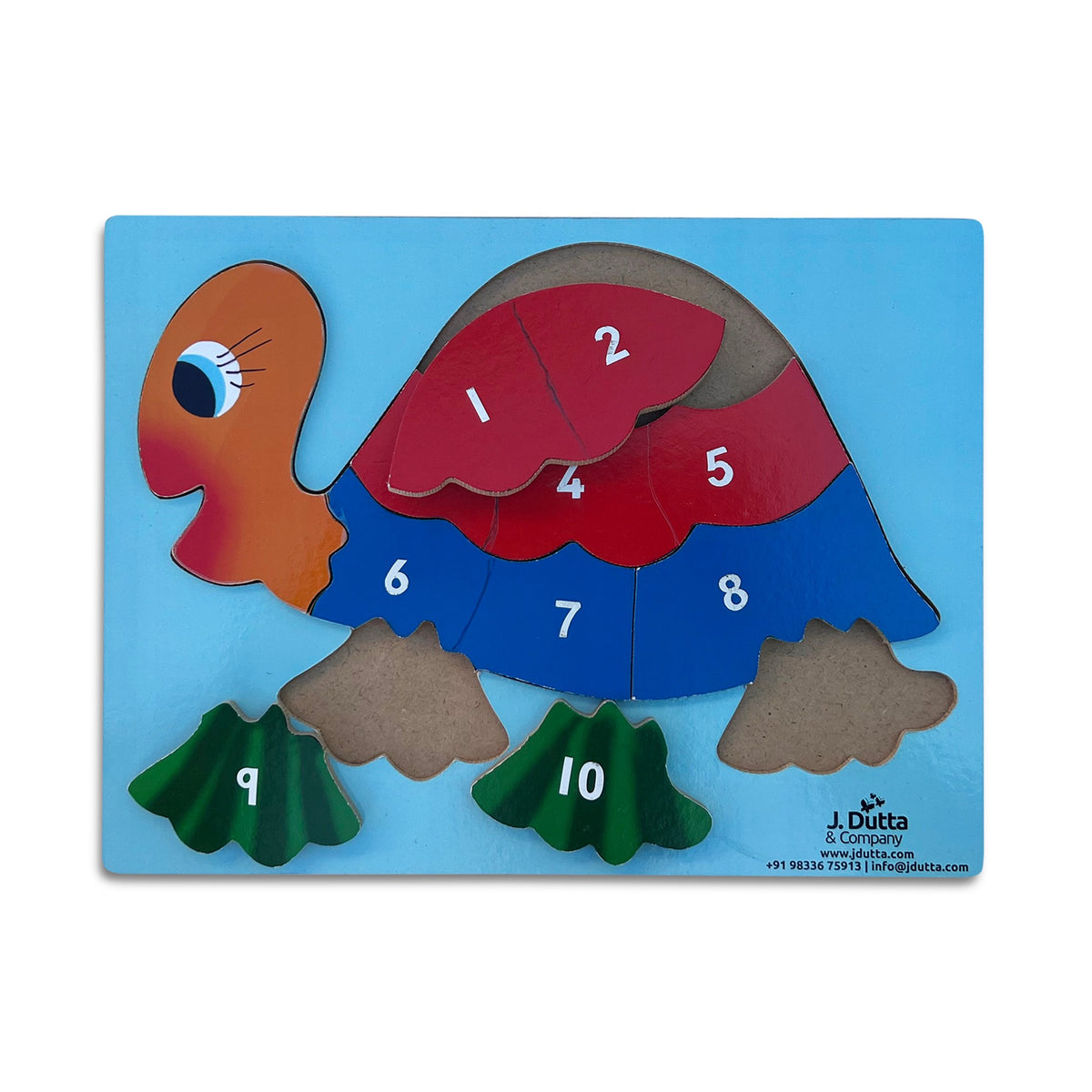 Tortoise number puzzle with pieces 1, 2 and 3 lifted out