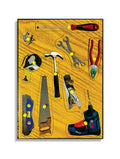 Carpenter's tools knob puzzle: hammer, saw, pliers and more