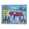 The Firemen 25-piece jigsaw puzzle assembled in its tray