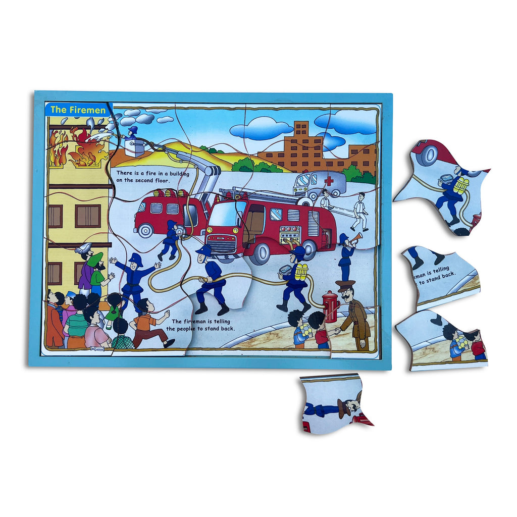 The Firemen jigsaw puzzle with some pieces taken out