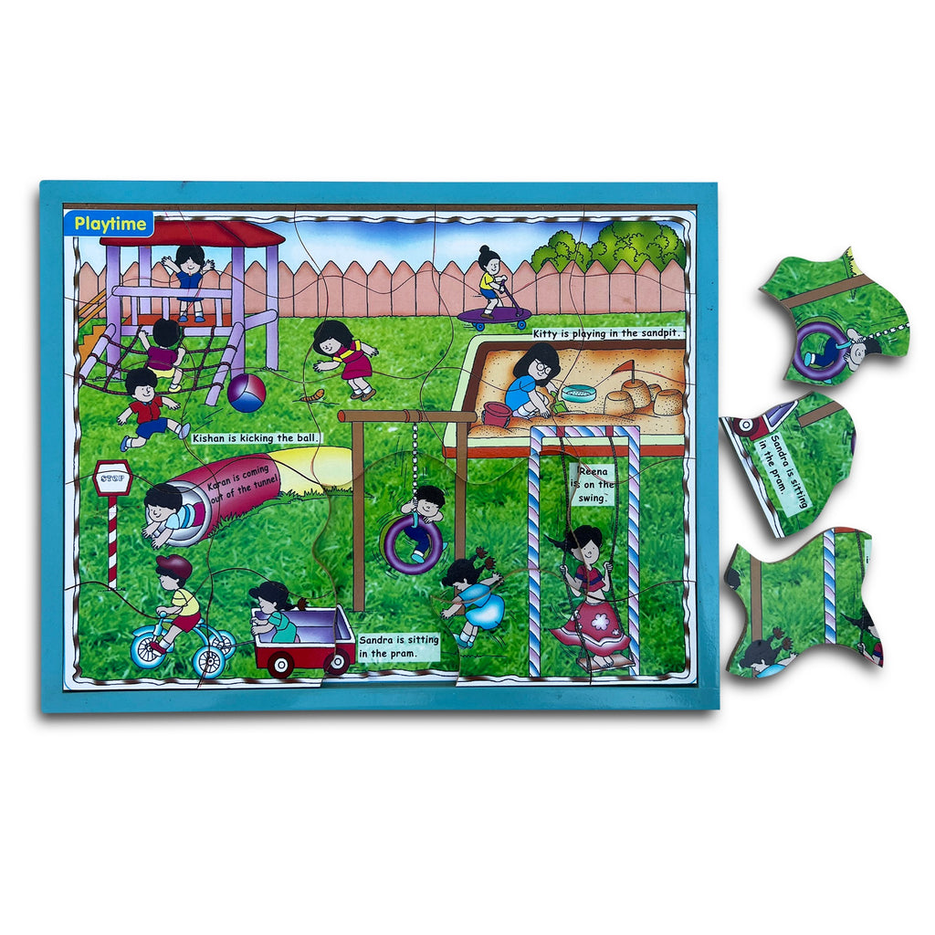 Playtime 25-piece jigsaw puzzle assembled in its tray
