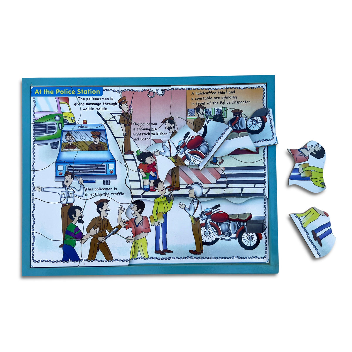 At the Police Station jigsaw puzzle with some pieces taken out