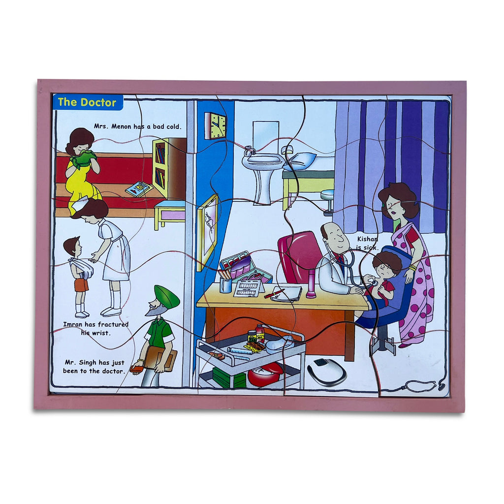 At the Doctor 25-piece jigsaw puzzle assembled in its tray