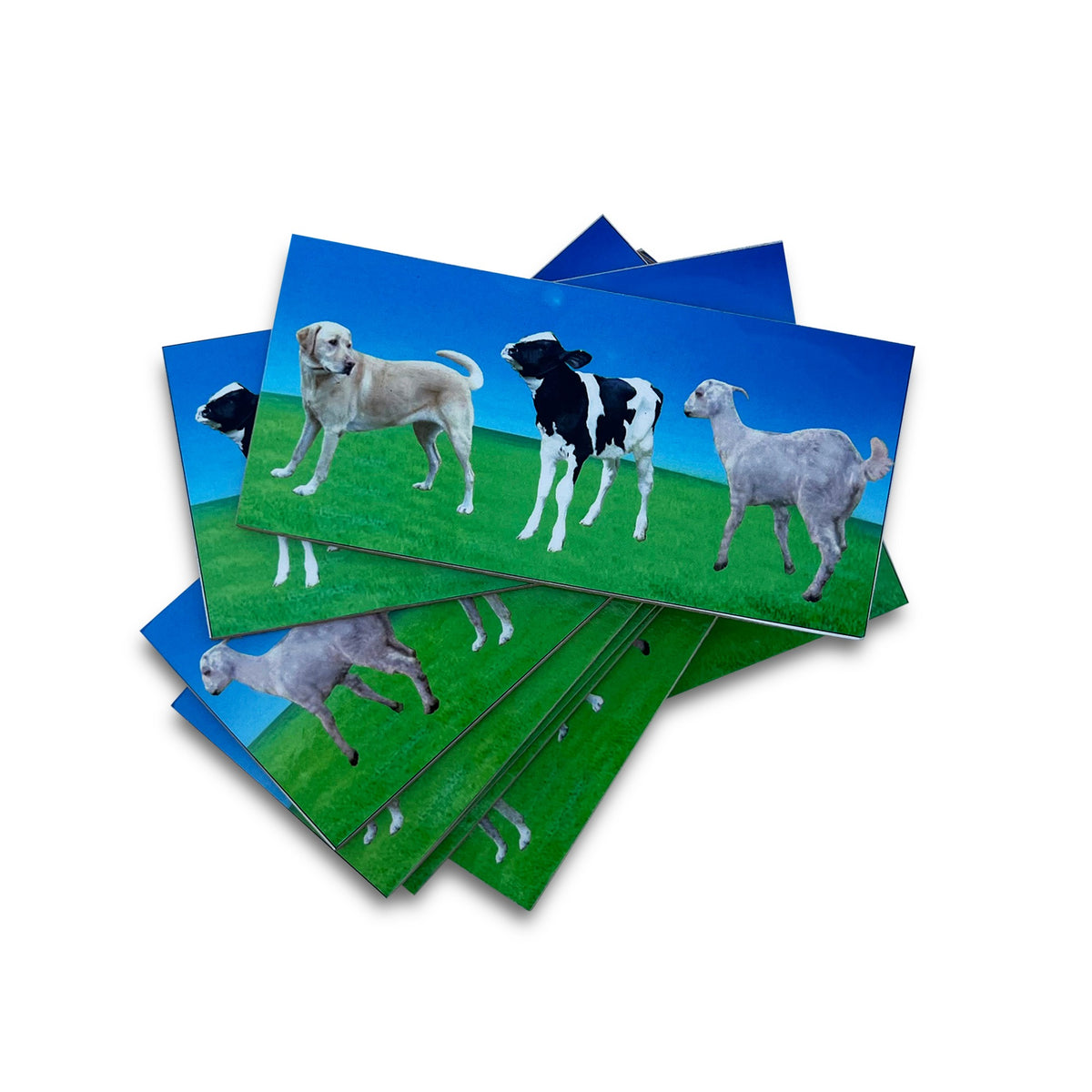 Marathi animals domino tiles with photographs of dog, cow and goat