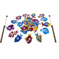 Fish game with English letters on colourful fish and two fishing rods