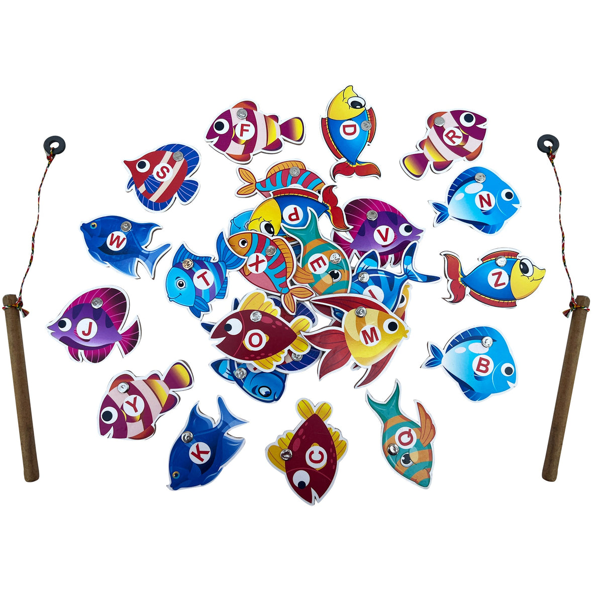 Alphabet fishing game fish showing letters, close view