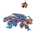 Marathi letters fishing game: colourful fish with one on the line