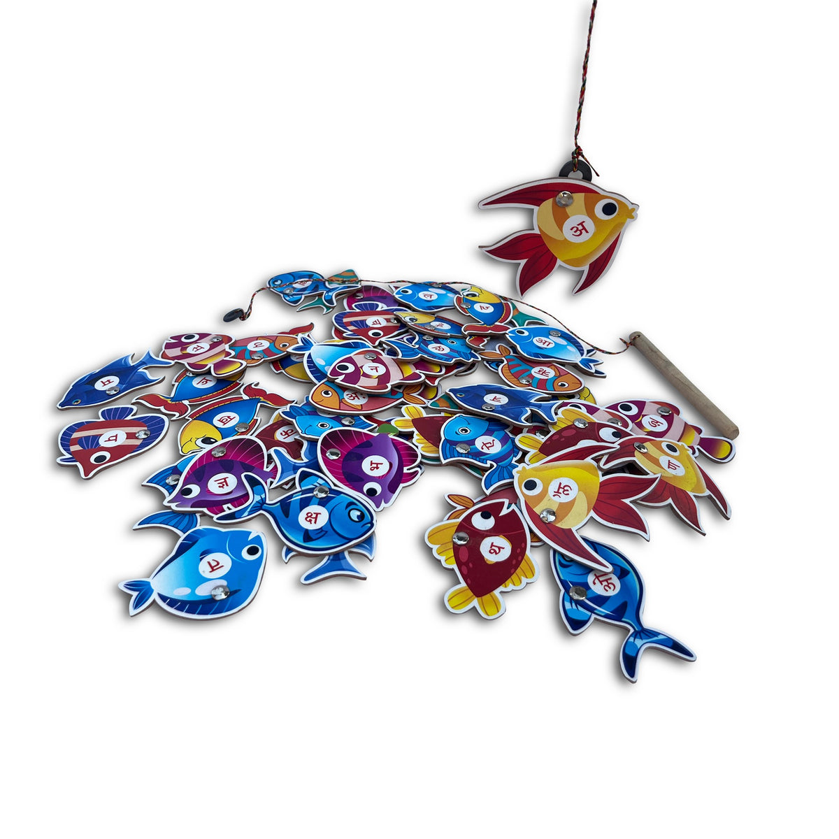Marathi letter fish pile with magnetic rod