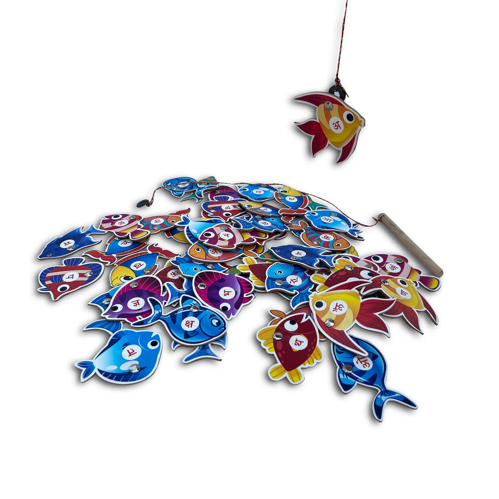 Fishing game fish printed with Marathi letters, second view