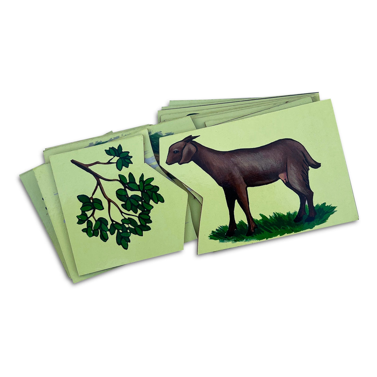 Pair up Our Food: goat card joined with leaves card