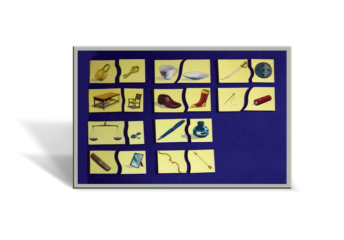 Make Pairs cards displayed on a board: objects that go together
