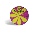 12 Months revolving wheel in pink and yellow showing MAY