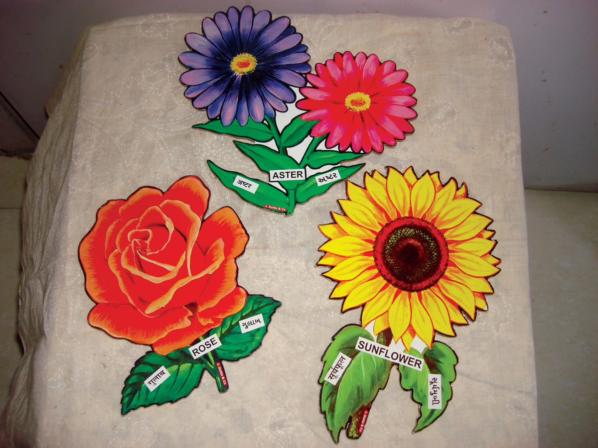 Big flower cut-outs: rose, sunflower and daisy