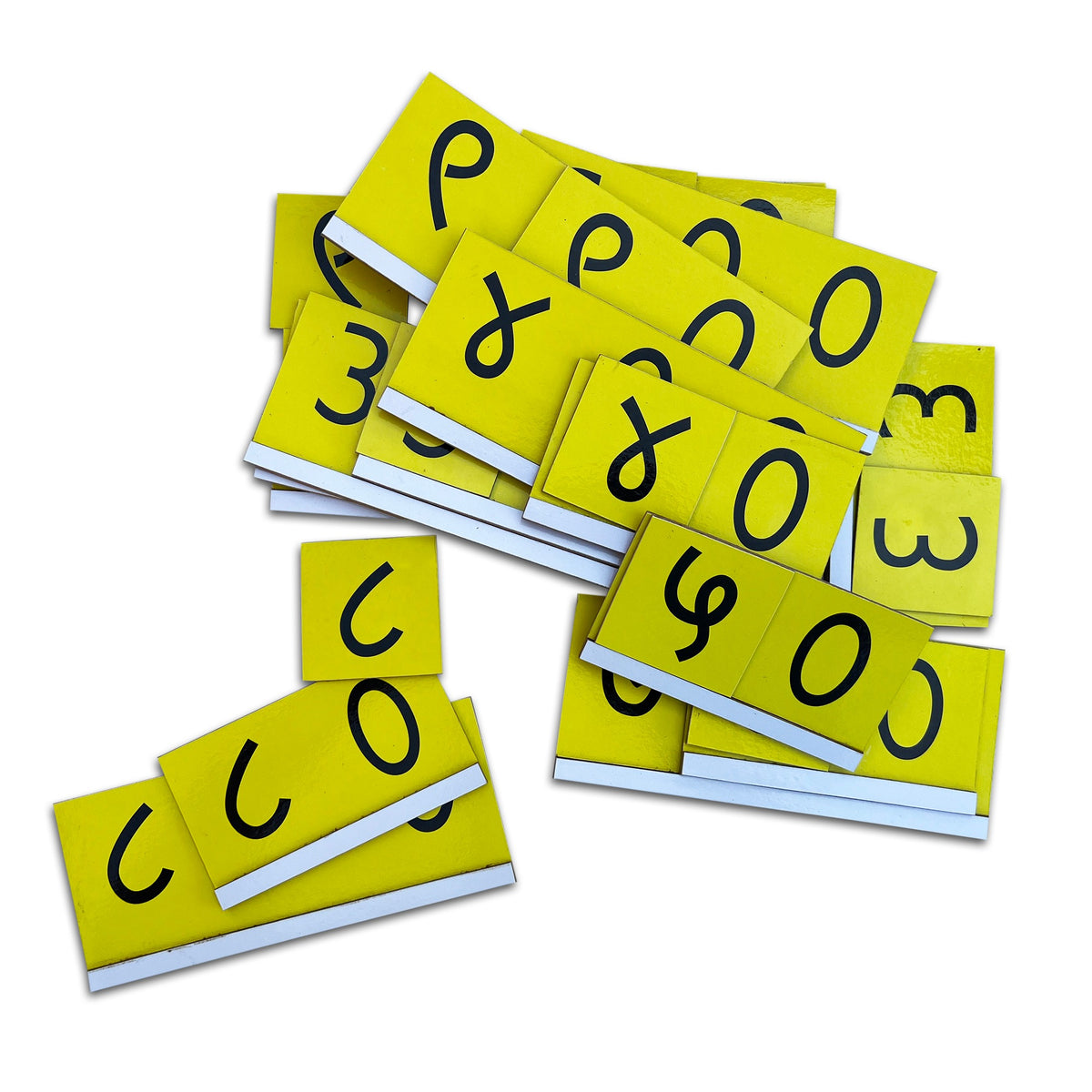 Marathi place value cards stacked to show numbers