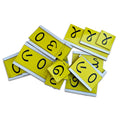 Gujarati place value cards in yellow with Gujarati numerals