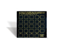 Black number quiz board with a grid of empty squares and equals signs