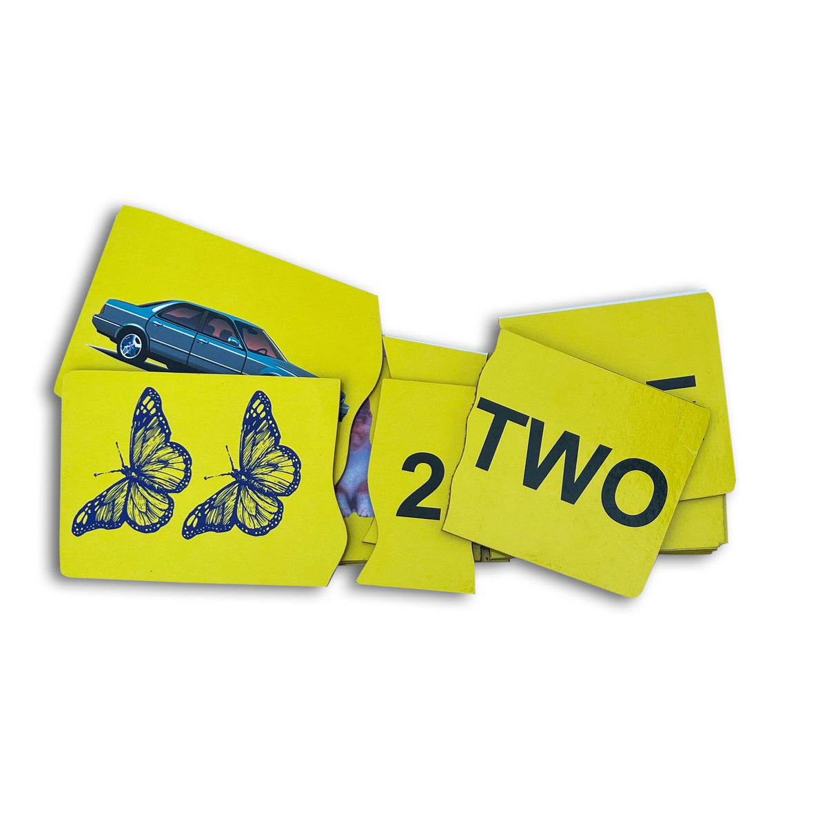 English three-way number puzzle: 2, TWO and two butterflies