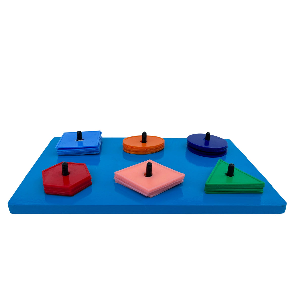 Colour and shapes sorting board, angled view