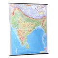 India physical map on wooden rollers