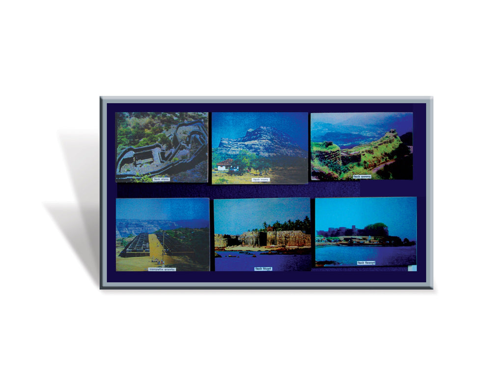 Six fort pictures of Maharashtra arranged on the Exhibit Board