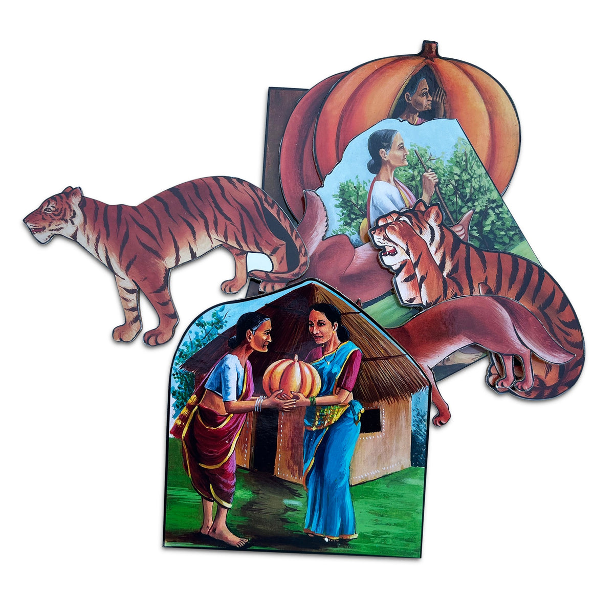 Old Lady and the Pumpkin story cut-outs, second arrangement