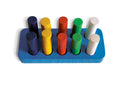 Blue colour pairing board with 10 pegs in blue, yellow, red, green and white