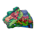 The Foolish Lion story cut-outs: lion, hare and well scenes