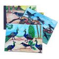 Crow and the Peacock story cut-outs: crows and peacocks in the forest