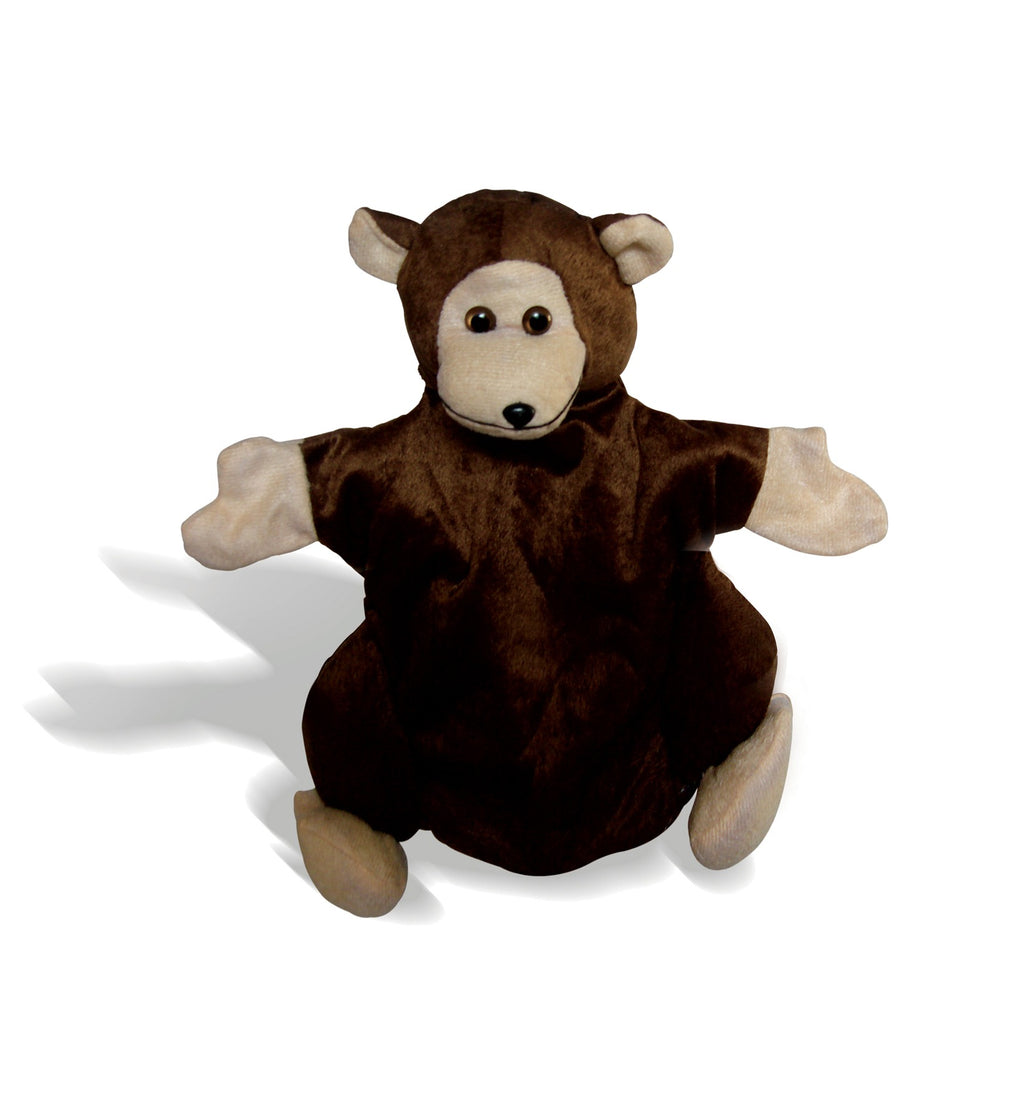 Brown monkey hand puppet, front view
