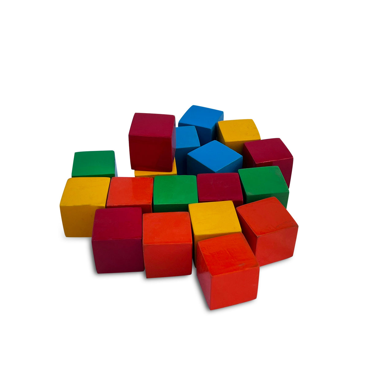 Small coloured wooden cubes set