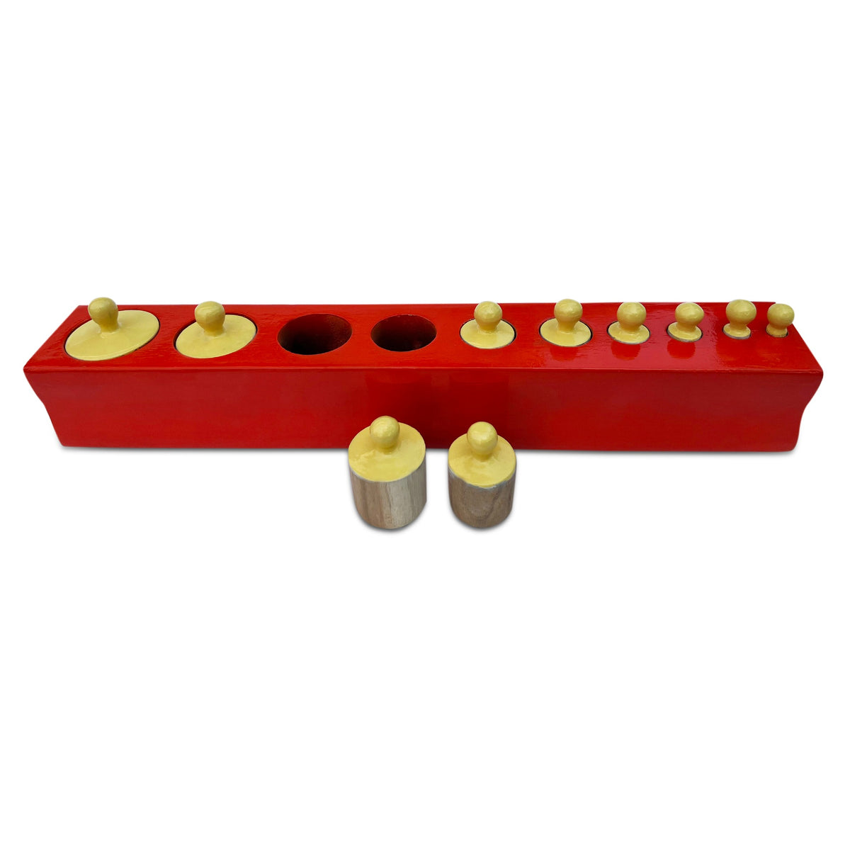 Red cylinder block No. 4 with two cylinders lifted out