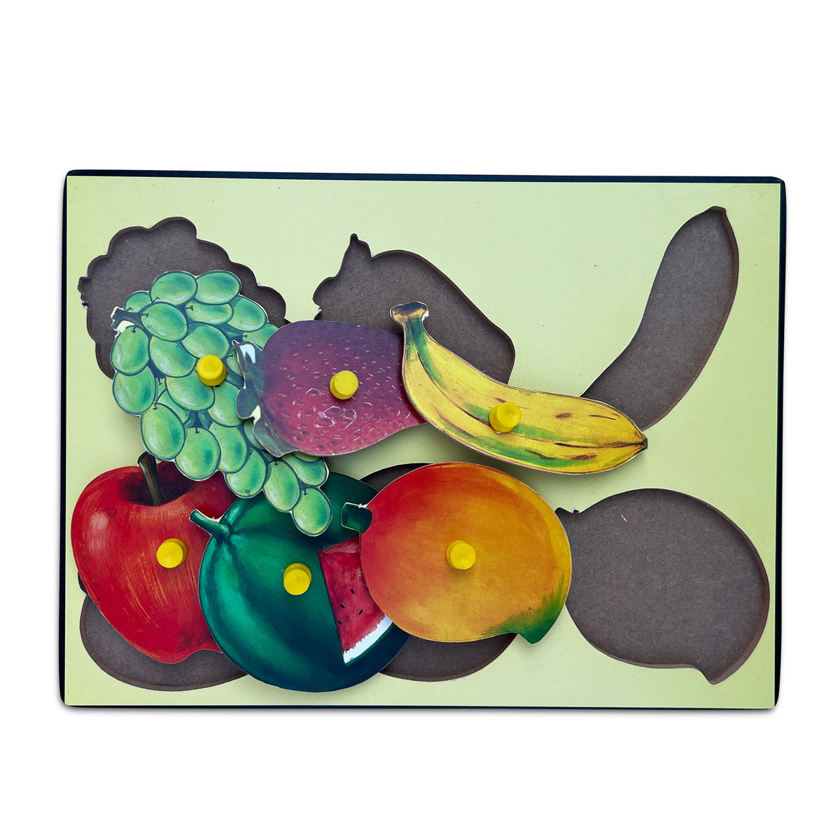 Fruits knob tray puzzle with apple, grapes, banana, mango and watermelon