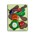 Vegetables knob tray puzzle: cauliflower, tomatoes, pumpkin, bottle gourd, brinjal, chilli