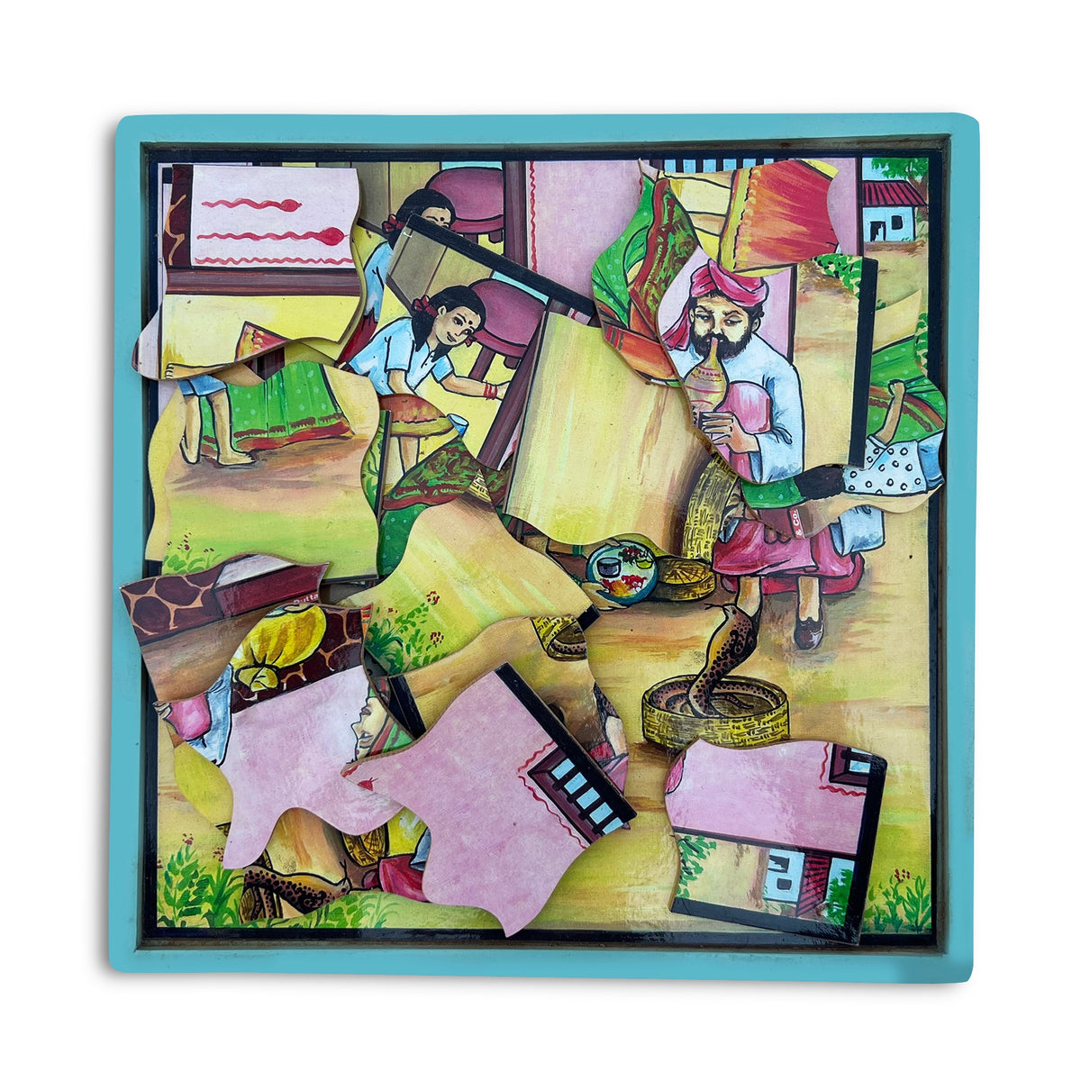 Nagpanchami festival tray puzzle with village celebration scene