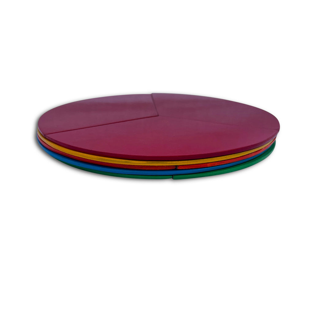 Fraction circles stacked, side view