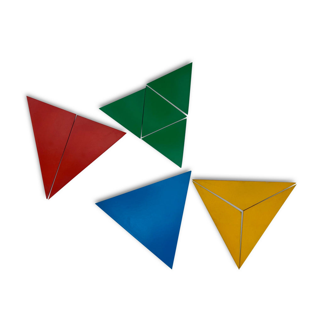 Fraction of triangle set: whole and divided hardboard triangles
