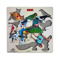 Birds knobbed puzzle with owl, parrot, crow, sparrow, crane, peacock, duck, ostrich and cock