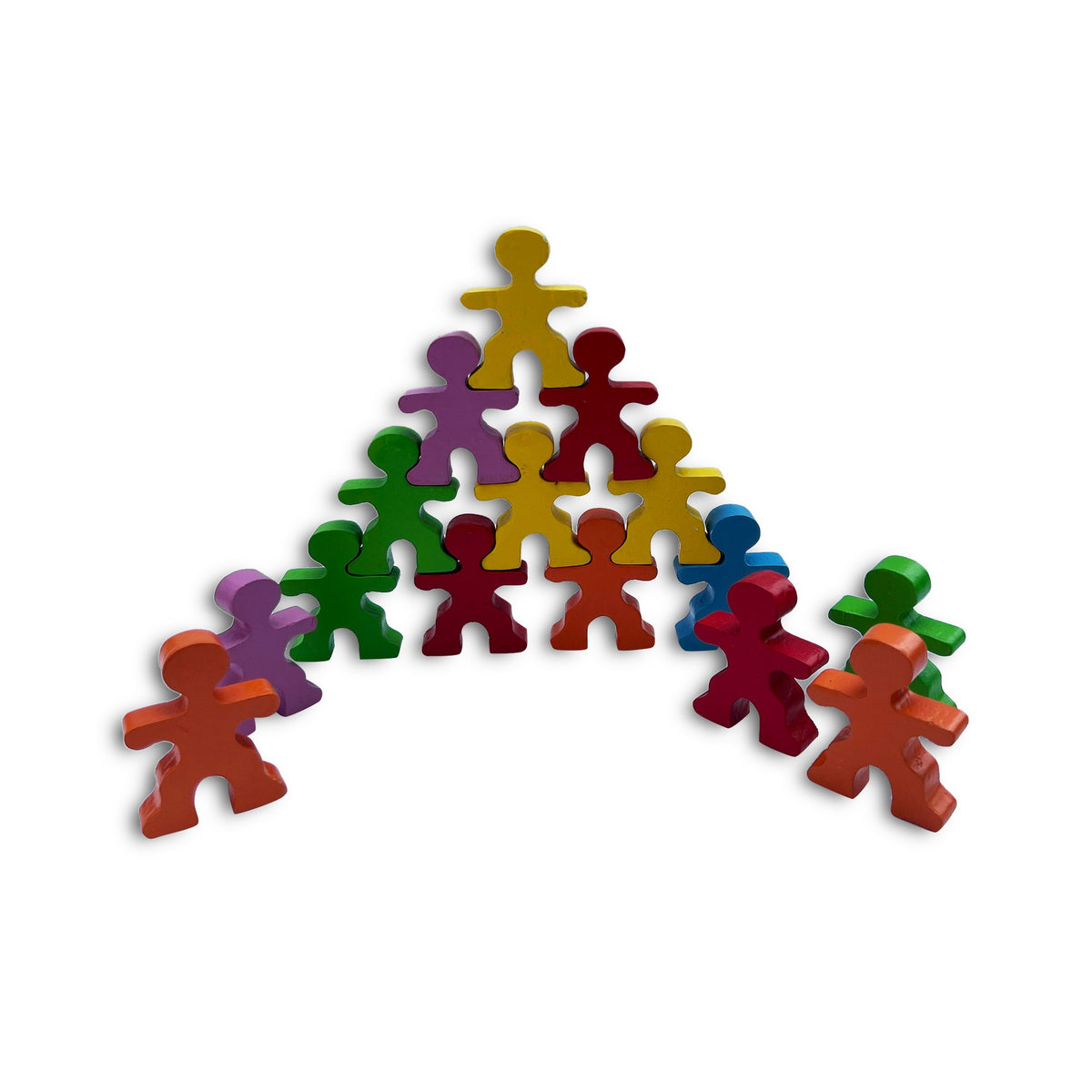 Huddlers stacking figures arranged in an arch