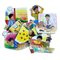 Good Habits picture cut-outs: waking early, brushing, getting ready for school, studying and helping