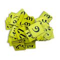 Marathi number flashcards on yellow cards, numerals १ to १००