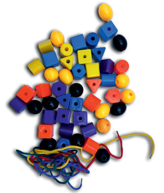 Neo Shape Threading Beads – Set of 48, 6 Shapes (Fine Motor Practice)
