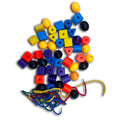 48 Neo shape threading beads: cubes, cylinders, ovals, triangles with laces