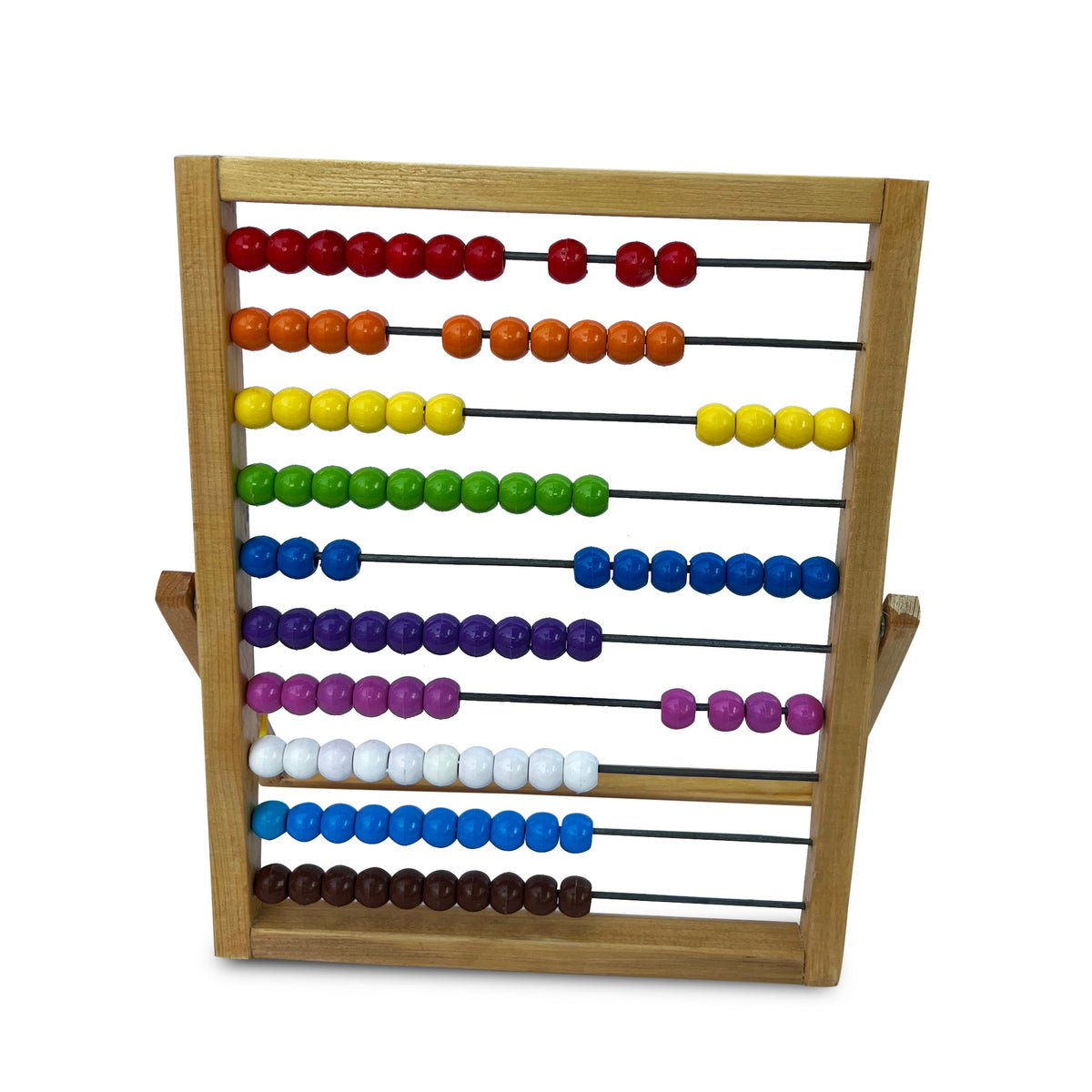 Counting frame abacus with beads moved to show a sum