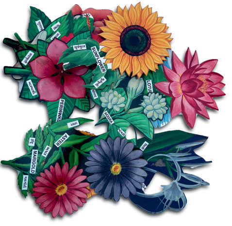 A set of 10 Flowers (Small size) - Flashcard Cut-outs