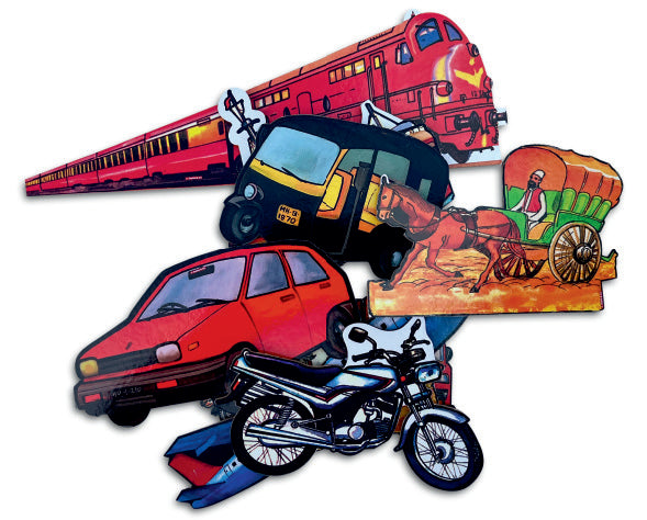 A set of 10 Vehicles (Small size) - Flashcard Cut-outs