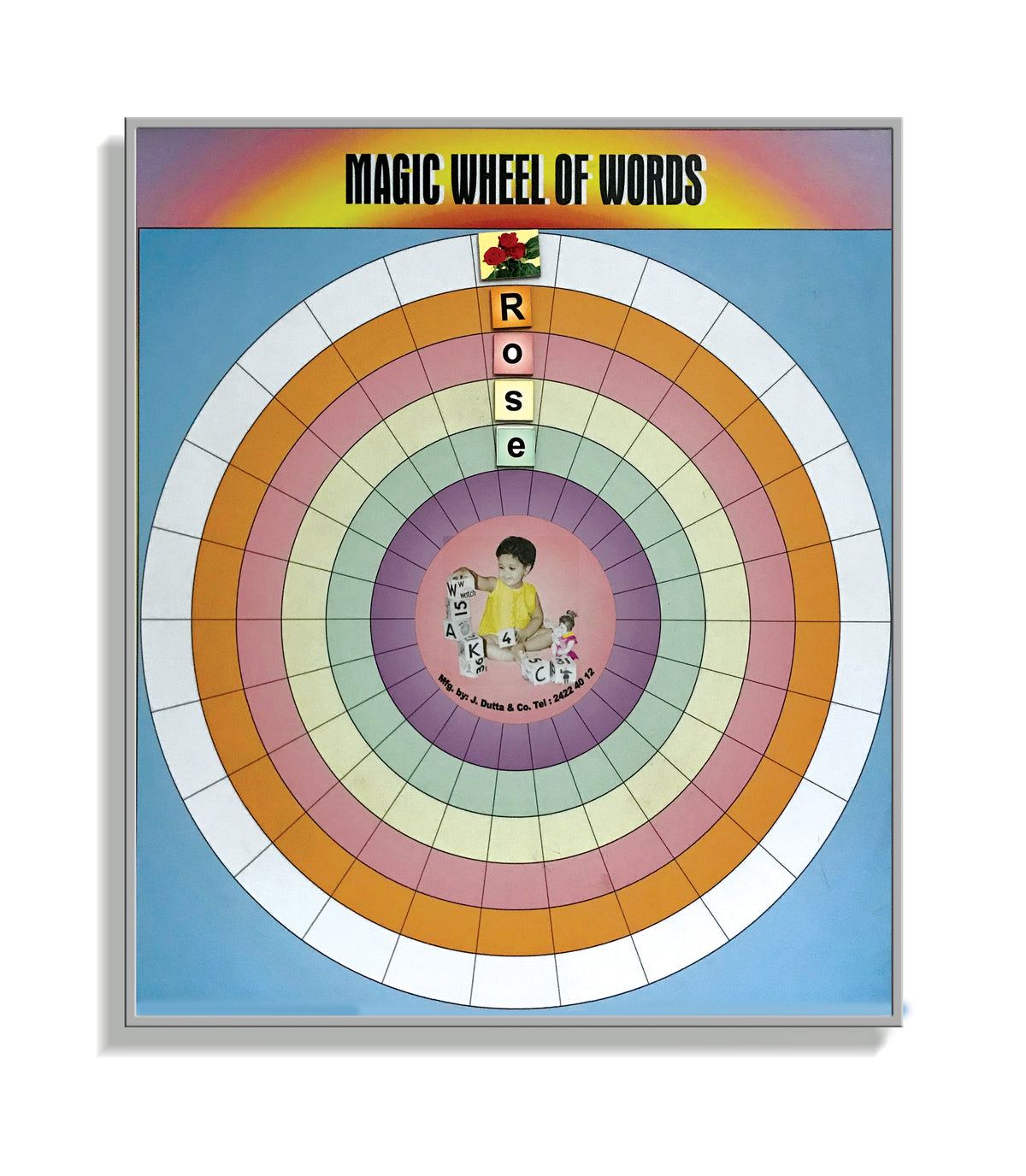 Magic Wheel of Words with the word Rose spelt from a flower picture